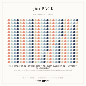 Scattered Dots Wall Sticker Decals: 360 Pack sizes