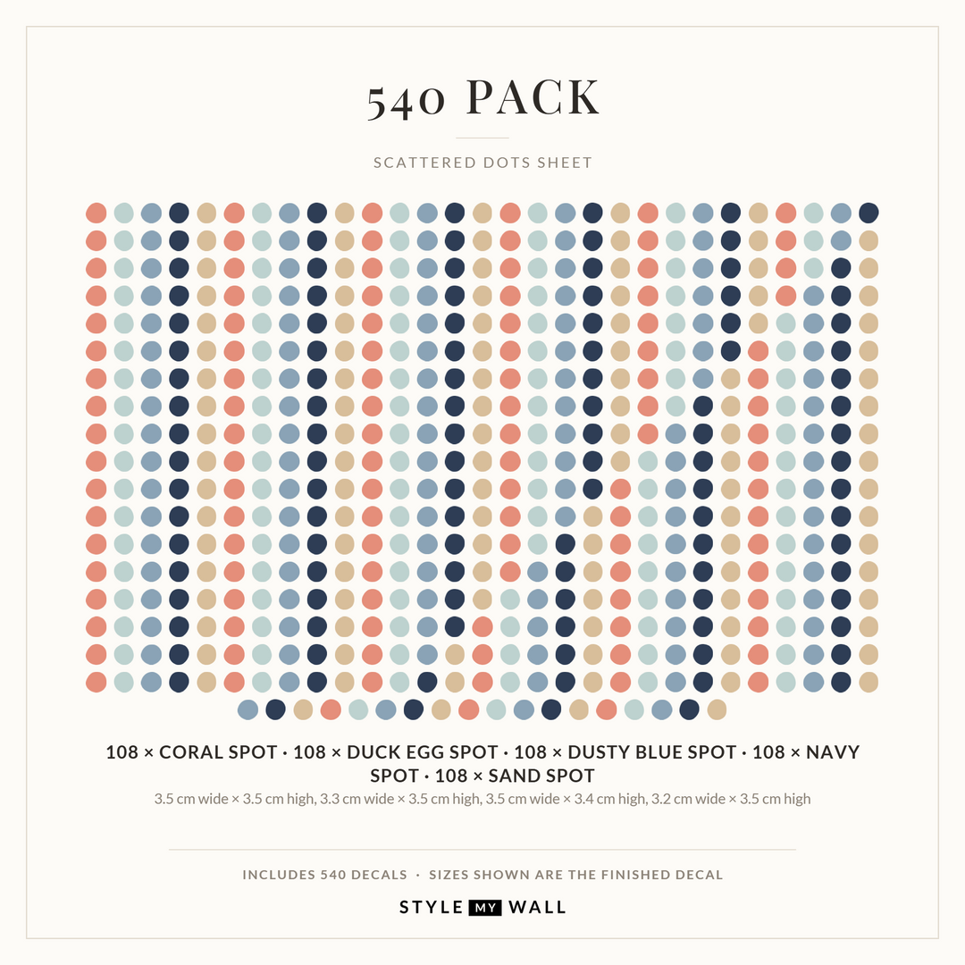 Scattered Dots Wall Sticker Decals: 540 Pack sizes