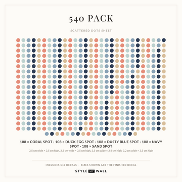 Scattered Dots Wall Sticker Decals: 540 Pack sizes