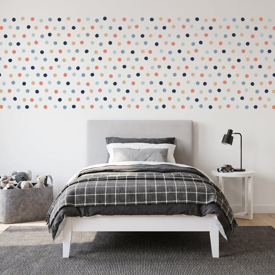 Scattered Dots Wall Sticker Decals wall decals on a boy's bedroom wall (360 Pack size)