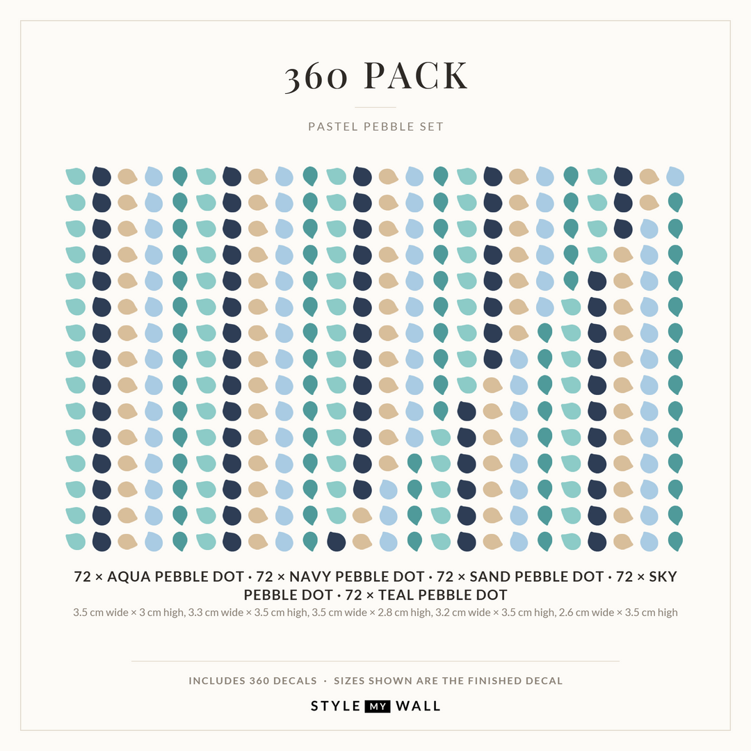 Pastel Pebble Dots Wall Sticker Decals: 360 Pack sizes