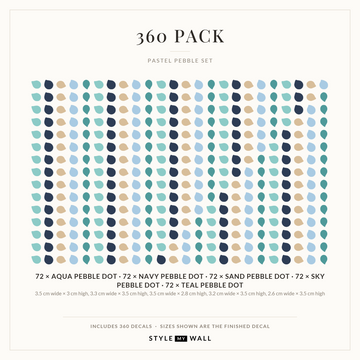 Pastel Pebble Dots Wall Sticker Decals: 360 Pack sizes
