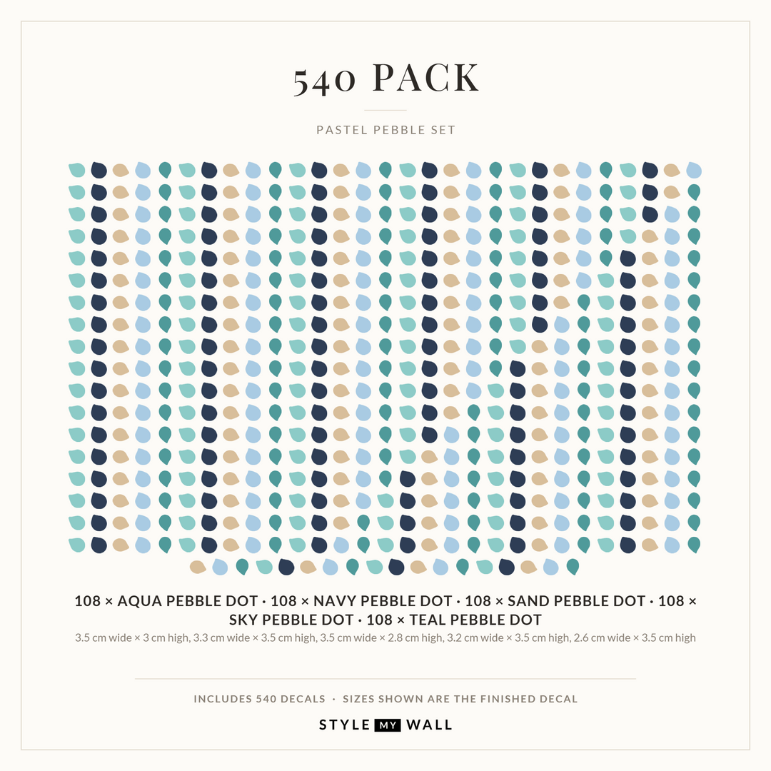 Pastel Pebble Dots Wall Sticker Decals: 540 Pack sizes