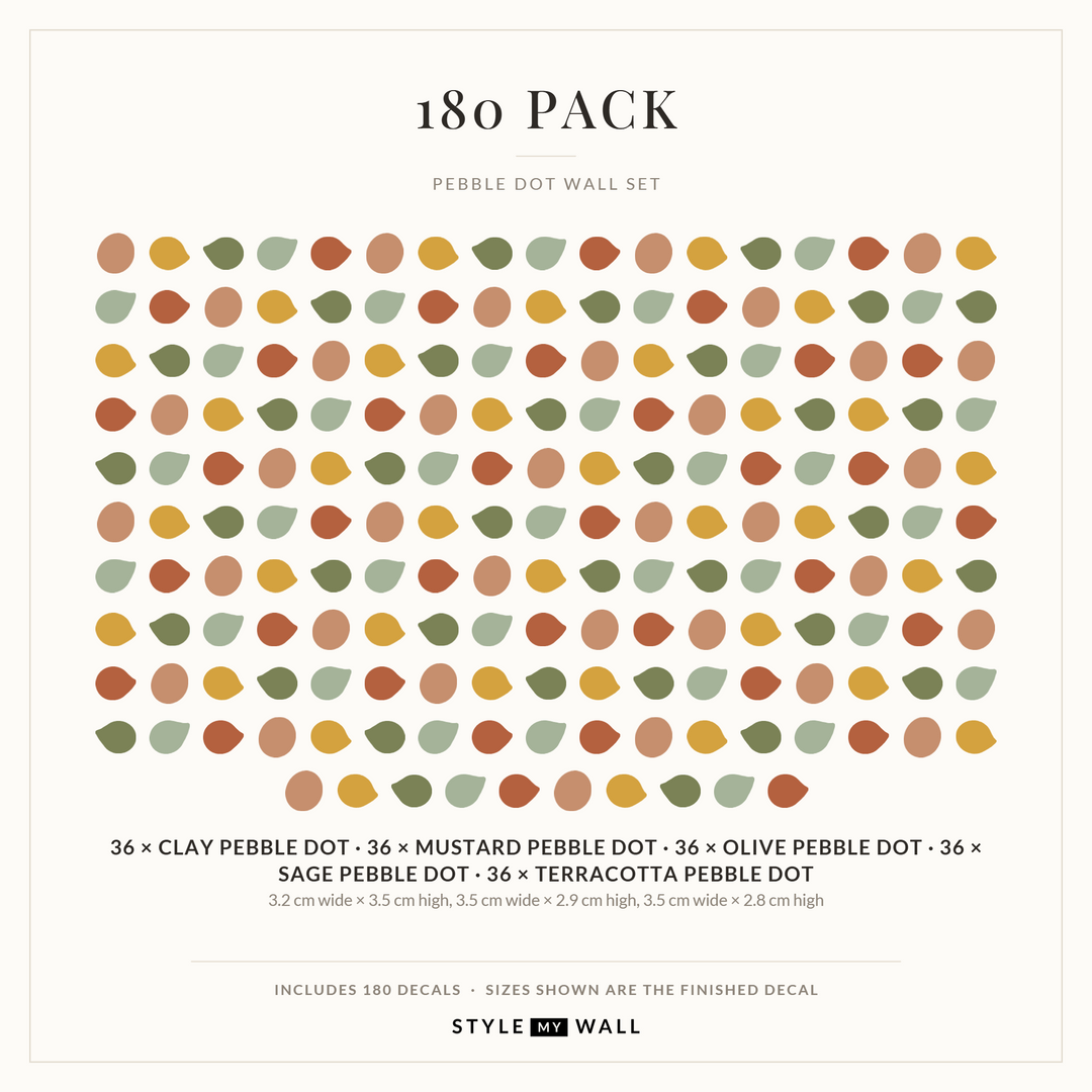 Pebble Dot Wall Sticker Decals: 180 Pack sizes