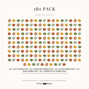Pebble Dot Wall Sticker Decals: 180 Pack sizes
