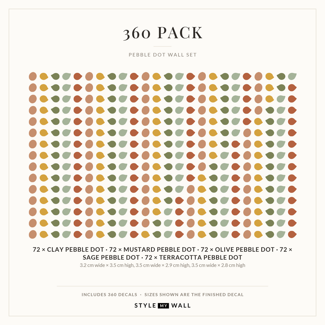 Pebble Dot Wall Sticker Decals: 360 Pack sizes