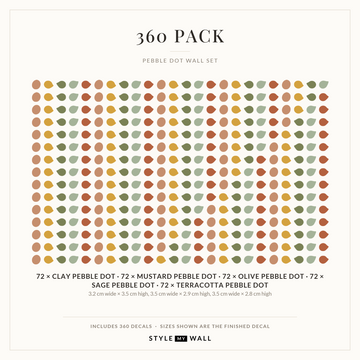 Pebble Dot Wall Sticker Decals: 360 Pack sizes