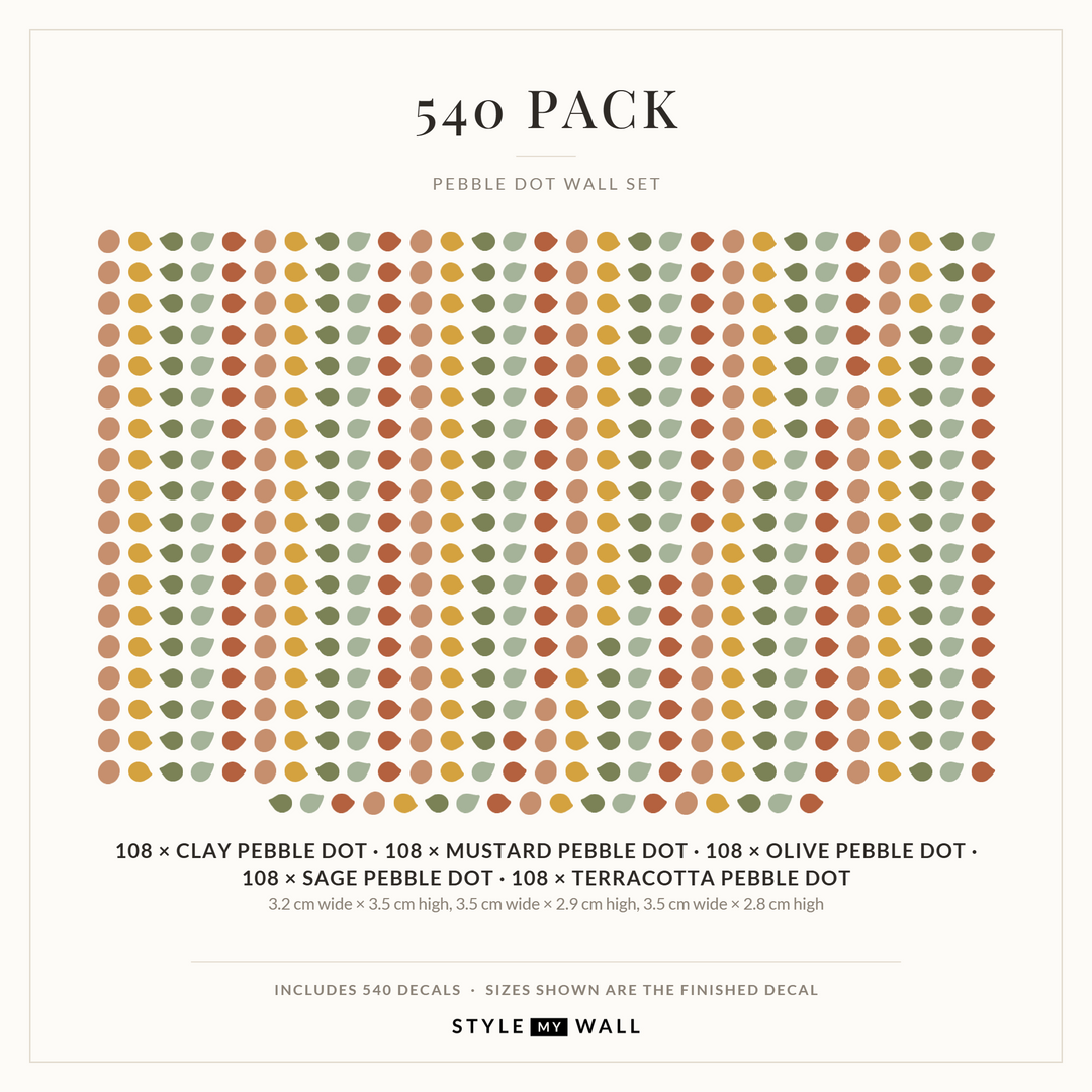 Pebble Dot Wall Sticker Decals: 540 Pack sizes