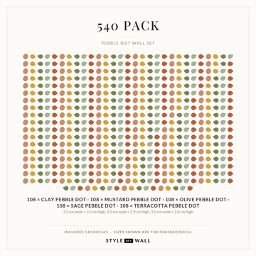 Pebble Dot Wall Sticker Decals: 540 Pack sizes
