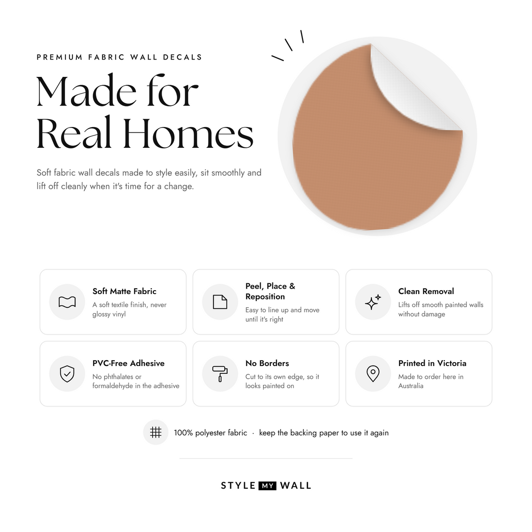 Pebble Dot Wall Sticker Decals: soft matte fabric wall decals that peel, stick and reposition, printed in Victoria