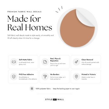 Pebble Dot Wall Sticker Decals: soft matte fabric wall decals that peel, stick and reposition, printed in Victoria
