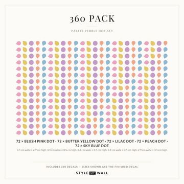 Pastel Pebble Dots Wall Sticker Decals: 360 Pack sizes