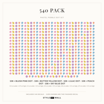 Pastel Pebble Dots Wall Sticker Decals: 540 Pack sizes