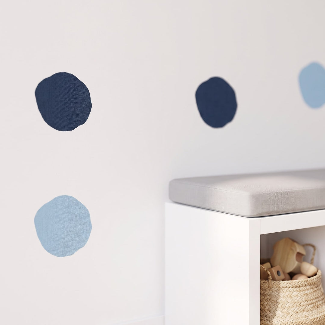 Pastel Pebble Dots Wall Sticker Decals wall decals: a close-up of the decals from one side in a playroom