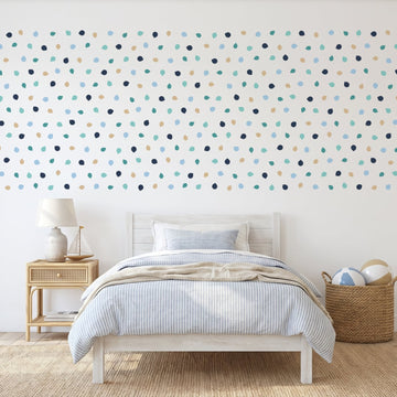 Pastel Pebble Dots Wall Sticker Decals wall decals on a boy's bedroom wall (360 Pack size)