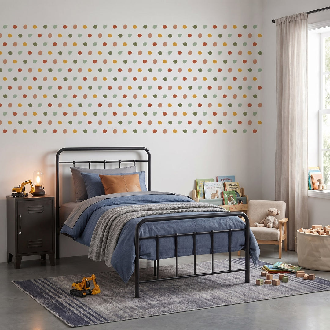 Pebble Dot Wall Sticker Decals wall decals: the whole room from a corner in a boy's bedroom