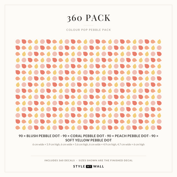 Colour Pop Pebble Dots Wall Sticker Decals: 360 Pack sizes