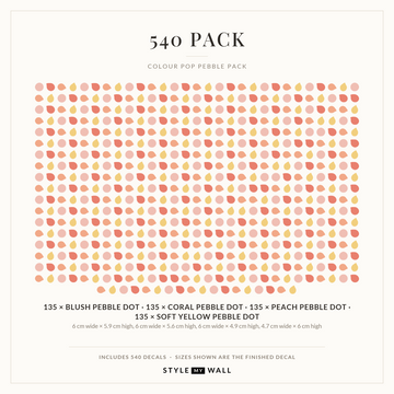 Colour Pop Pebble Dots Wall Sticker Decals: 540 Pack sizes