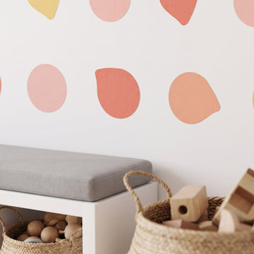 Colour Pop Pebble Dots Wall Sticker Decals wall decals: a close-up of the decals from one side in a playroom
