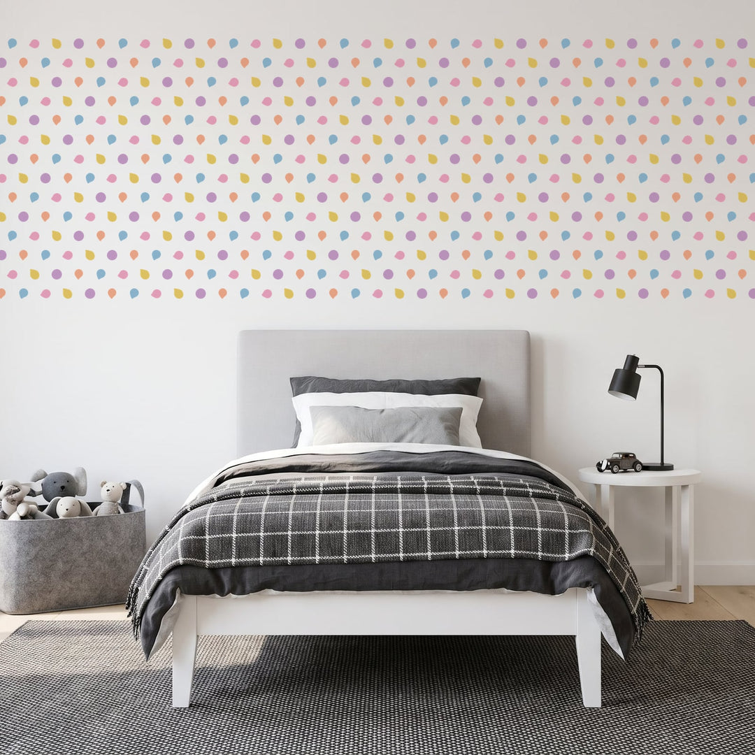 Pastel Pebble Dots Wall Sticker Decals wall decals on a boy's bedroom wall (540 Pack size)