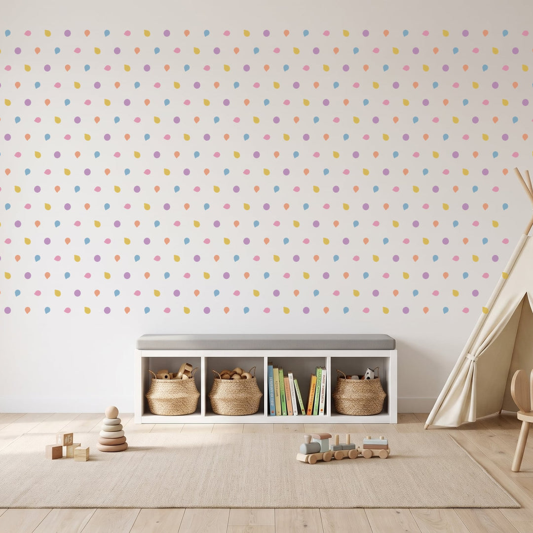 Pastel Pebble Dots Wall Sticker Decals wall decals on a playroom wall (540 Pack size)