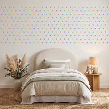 Pastel Star Shower Wall Sticker Decals wall decals on a girl's bedroom wall (288 Pack size)