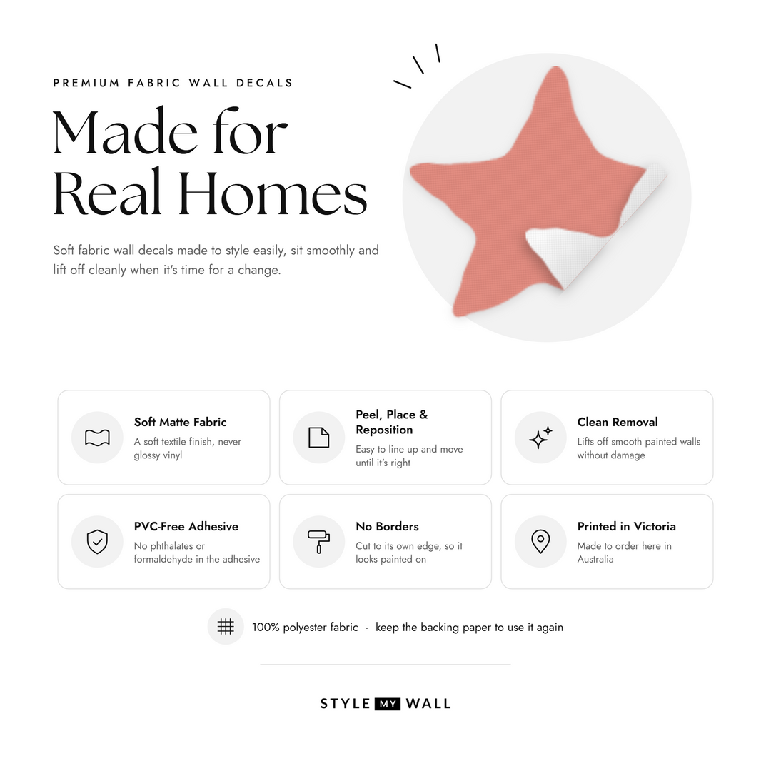 Starry Skies Wall Sticker Decals: soft matte fabric wall decals that peel, stick and reposition, printed in Victoria