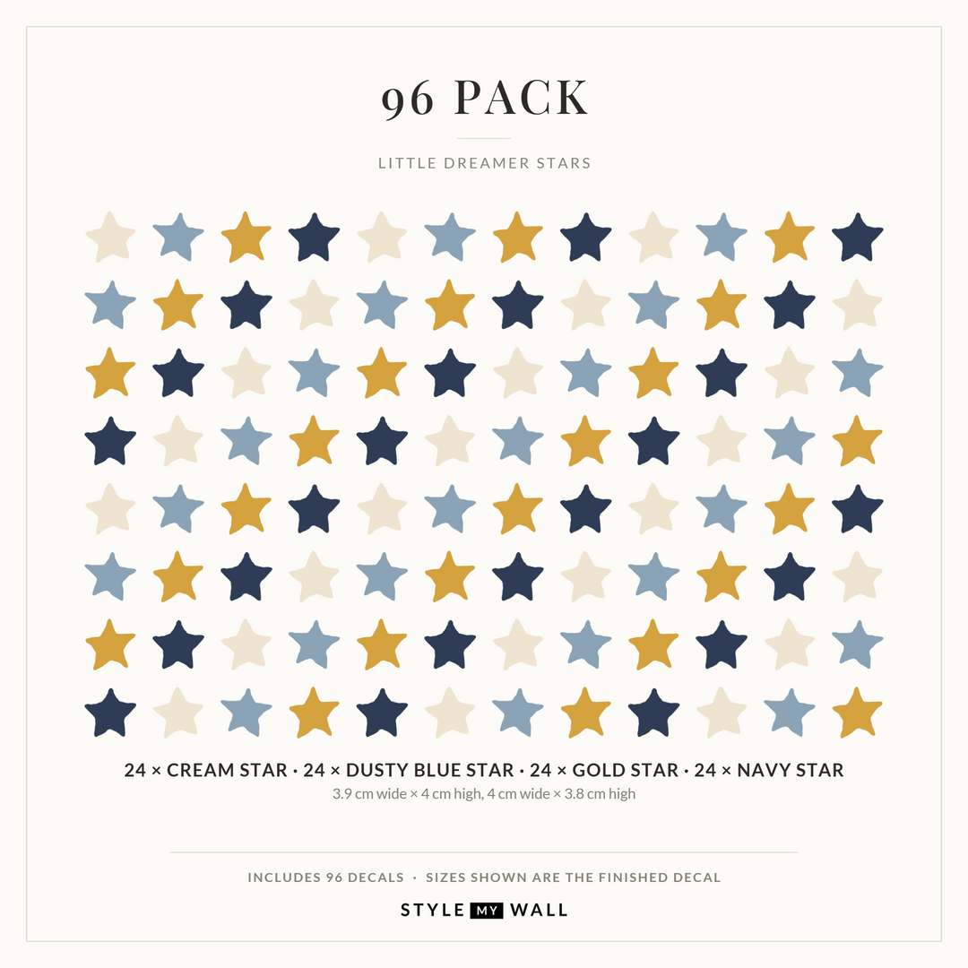 Little Dreamer Stars Wall Sticker Decals: 96 Pack sizes