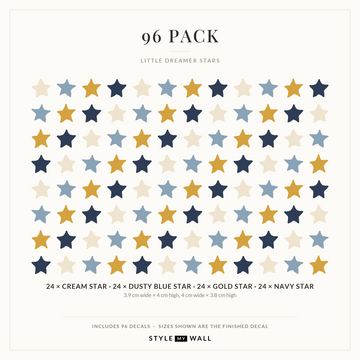 Little Dreamer Stars Wall Sticker Decals: 96 Pack sizes
