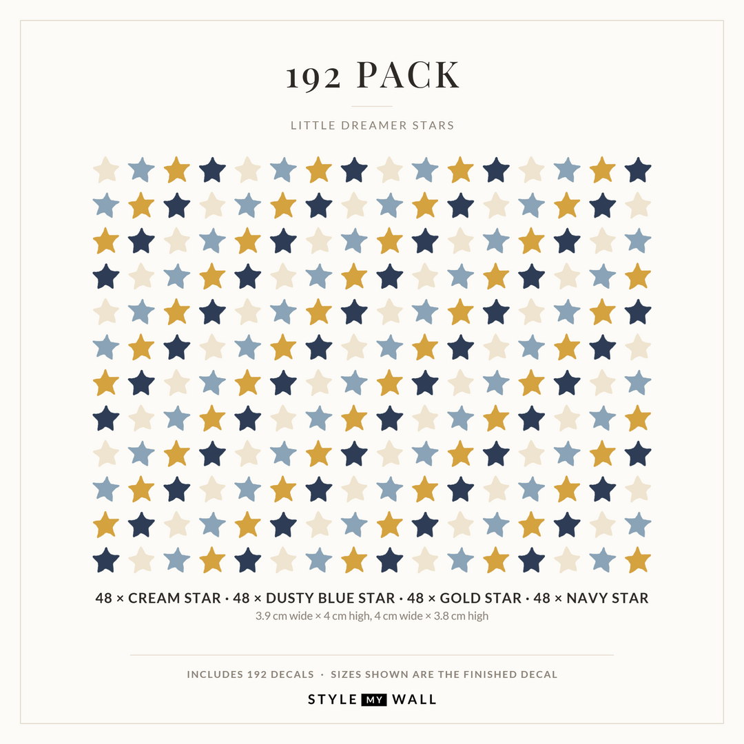 Little Dreamer Stars Wall Sticker Decals: 192 Pack sizes