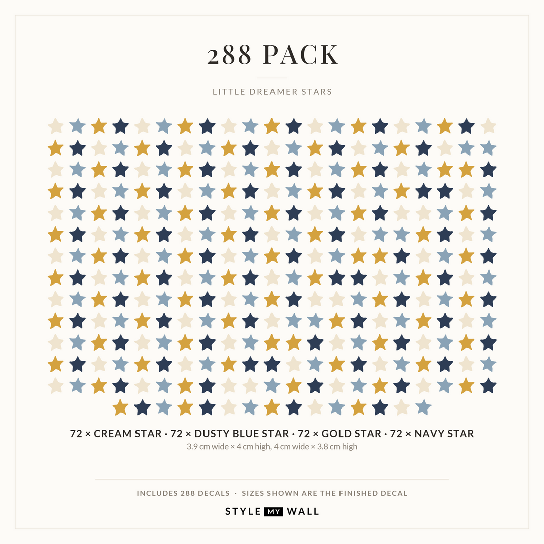 Little Dreamer Stars Wall Sticker Decals: 288 Pack sizes