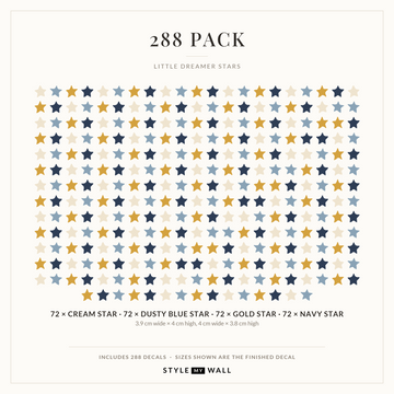 Little Dreamer Stars Wall Sticker Decals: 288 Pack sizes