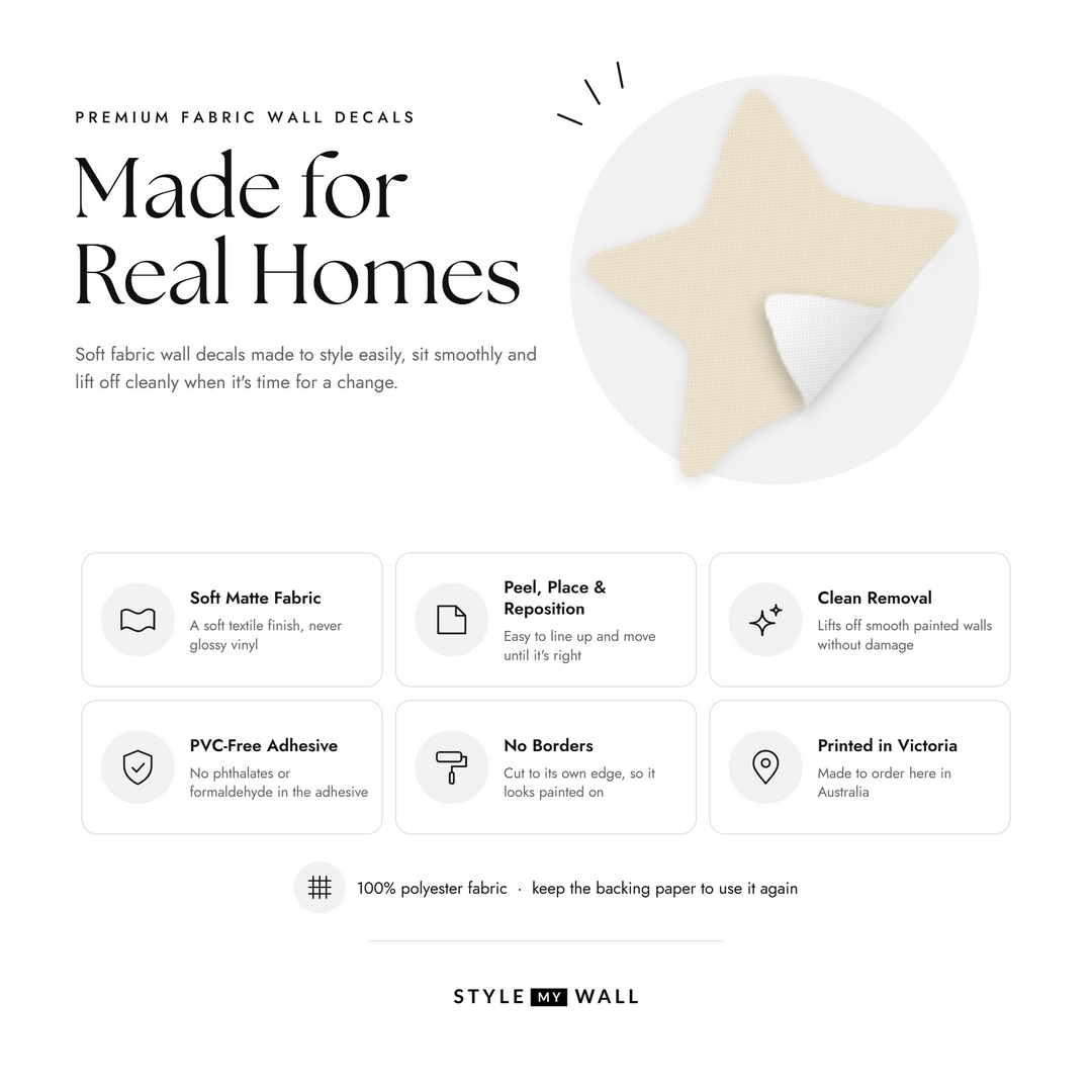 Little Dreamer Stars Wall Sticker Decals: soft matte fabric wall decals that peel, stick and reposition, printed in Victoria