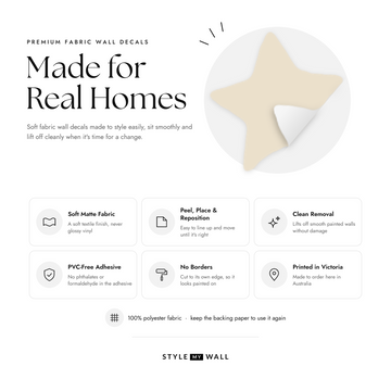 Little Dreamer Stars Wall Sticker Decals: soft matte fabric wall decals that peel, stick and reposition, printed in Victoria