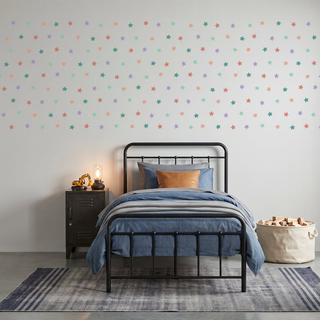 Starry Skies Wall Sticker Decals wall decals on a boy's bedroom wall (192 Pack size)