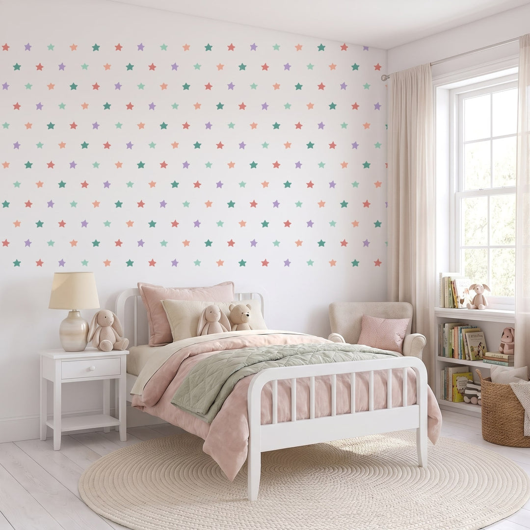 Starry Skies Wall Sticker Decals wall decals: the whole room from a corner in a girl's bedroom