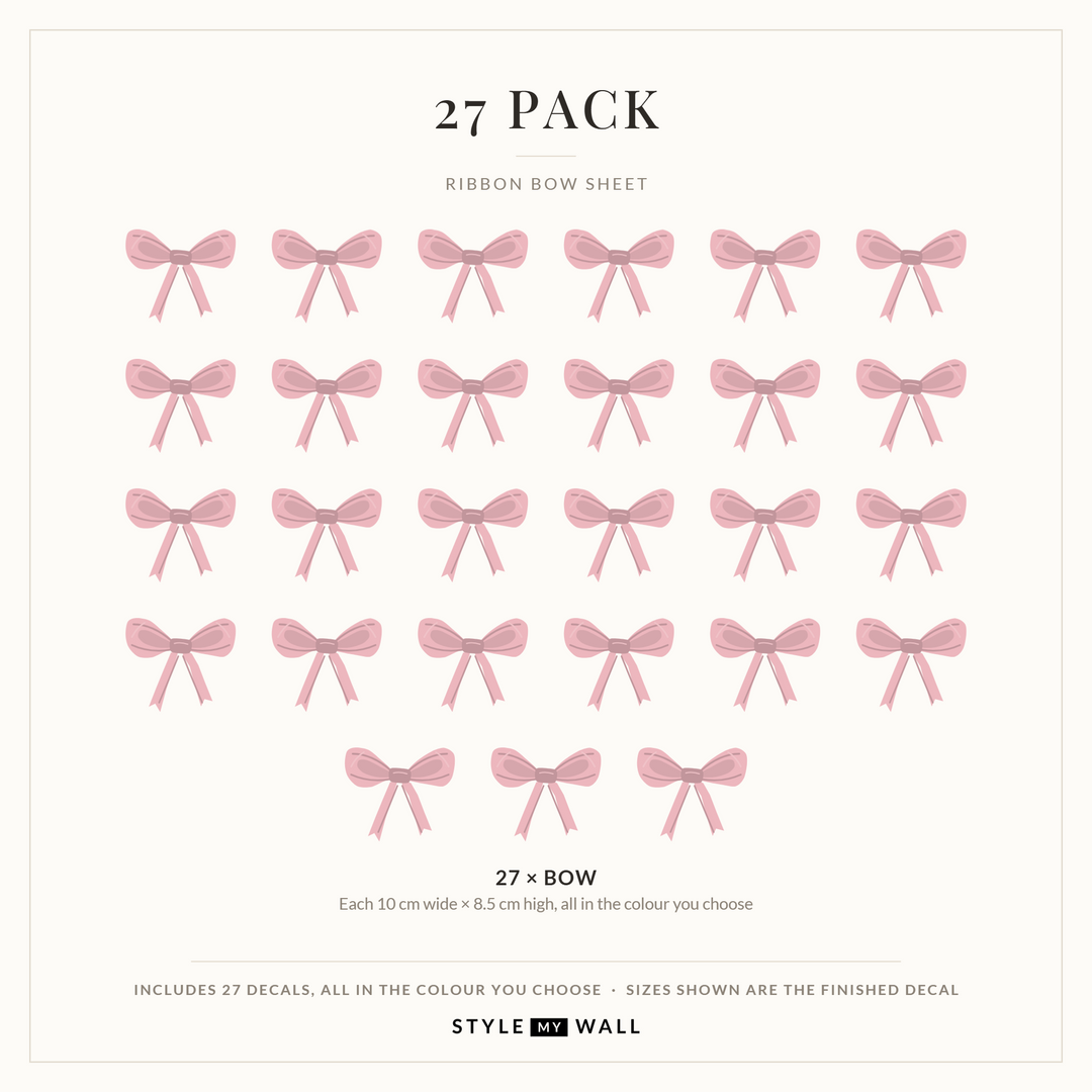 Ribbon Bows Wall Sticker Decals: 27 Pack sizes