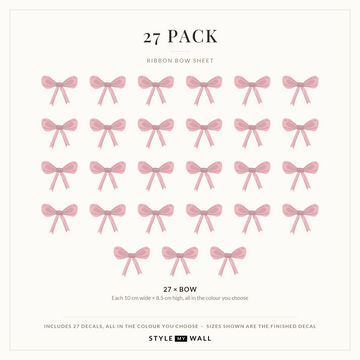 Ribbon Bows Wall Sticker Decals: 27 Pack sizes