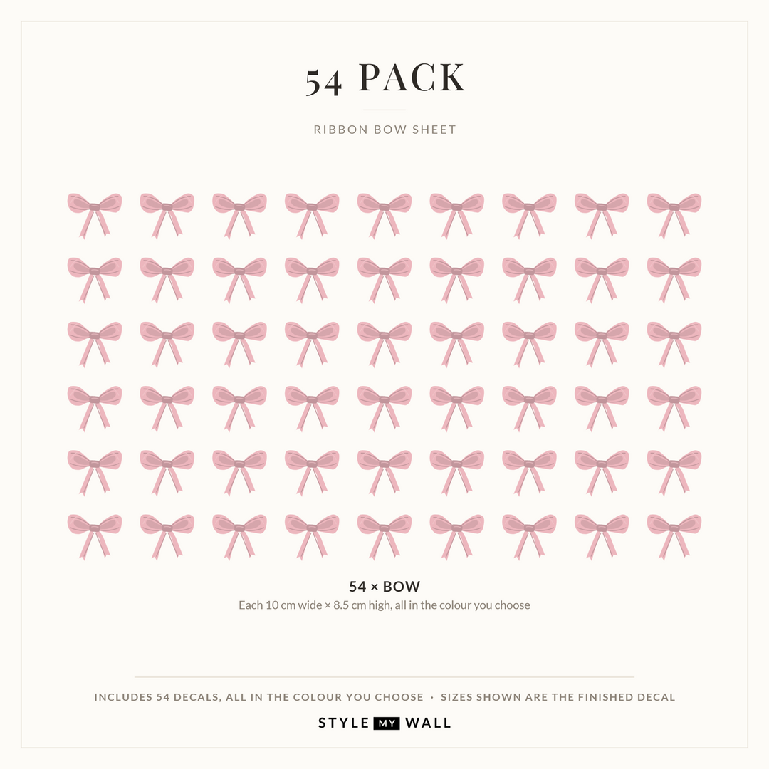 Ribbon Bows Wall Sticker Decals: 54 Pack sizes