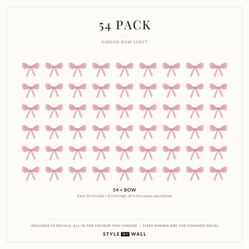 Ribbon Bows Wall Sticker Decals: 54 Pack sizes