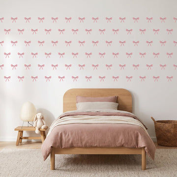 Ribbon Bows Wall Sticker Decals wall decals on a girl's bedroom wall (in Blush, 81 Pack size)