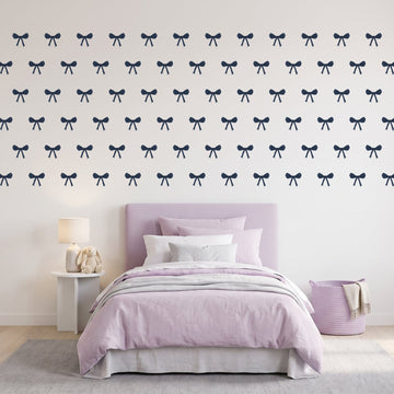 Ribbon Bows Wall Sticker Decals wall decals on a girl's bedroom wall (in Navy, 81 Pack size)