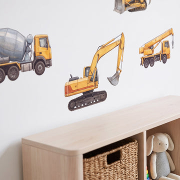 Aussie Construction Crew Wall Sticker Decals wall decals: a close-up of the decals from one side in a kids' room