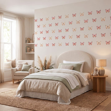 Blush Watercolour Butterflies Wall Sticker Decals wall decals: the whole room from a corner in a girl's bedroom