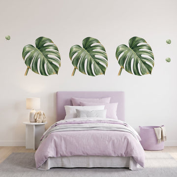 Tropical Jungle Leaves Wall Sticker Decals wall decals on a girl's bedroom wall (Feature Wall (Medium) size)