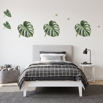 Tropical Jungle Leaves Wall Sticker Decals wall decals on a boy's bedroom wall (Accent (Small) size)