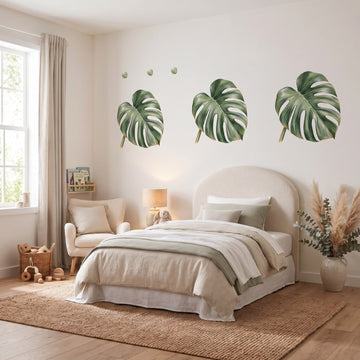 Tropical Jungle Leaves Wall Sticker Decals wall decals: the whole room from a corner in a girl's bedroom