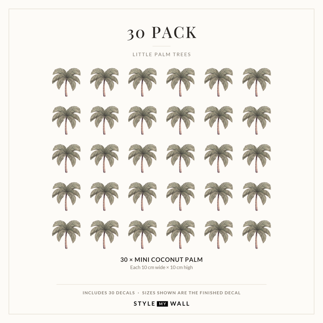 Little Palm Trees Wall Sticker Decals: 30 Pack sizes
