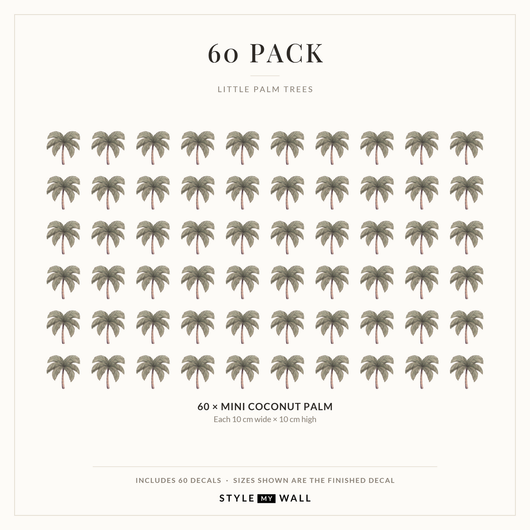 Little Palm Trees Wall Sticker Decals: 60 Pack sizes
