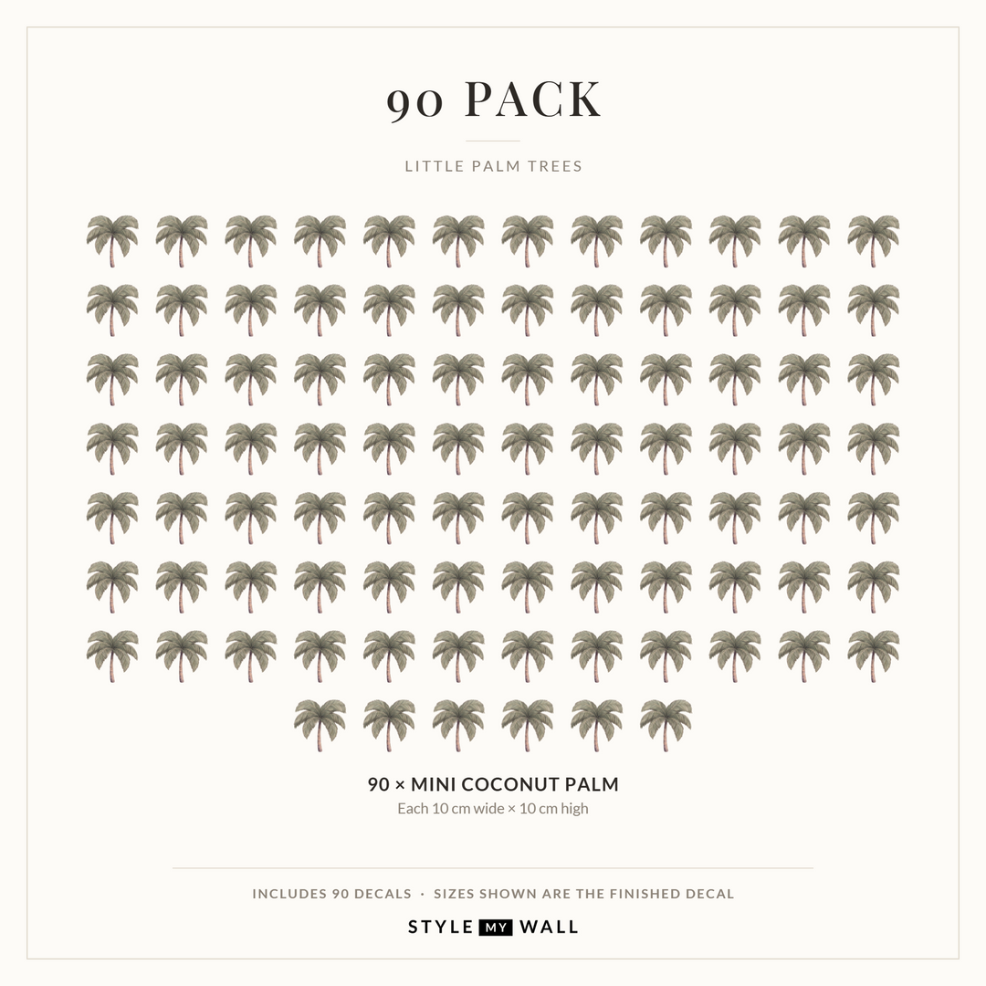 Little Palm Trees Wall Sticker Decals: 90 Pack sizes